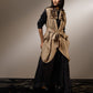 DRAPE COWL JACKET WITH EMBROIDERED COLLAR