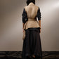 DRAPE COWL JACKET WITH EMBROIDERED COLLAR