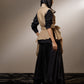 DRAPE COWL JACKET WITH EMBROIDERED COLLAR