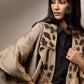 SHORT FRONT LONG BACK DRAPE JACKET WITH EMBROIDERED COLLAR