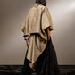 SHORT FRONT LONG BACK DRAPE JACKET WITH EMBROIDERED COLLAR