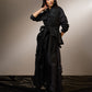 DRAPE COWL JACKET WITH EMBROIDERED COLLAR
