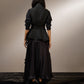 DRAPE COWL JACKET WITH EMBROIDERED COLLAR
