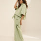 FLARE PANTS WITH SIDE PANEL & BELT TIE
