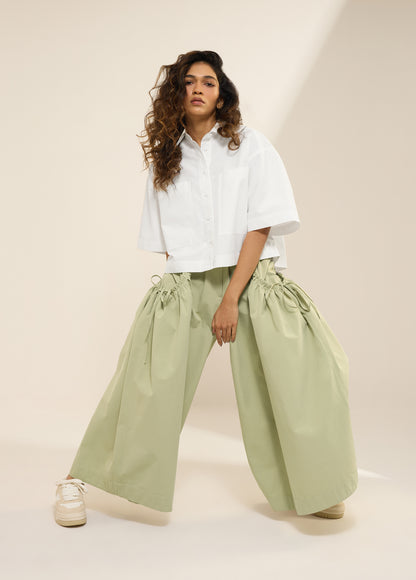 FLARE PANTS WITH GATHER POCKET