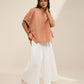 PANTS WITH OVERLAP FLARE & POCKET