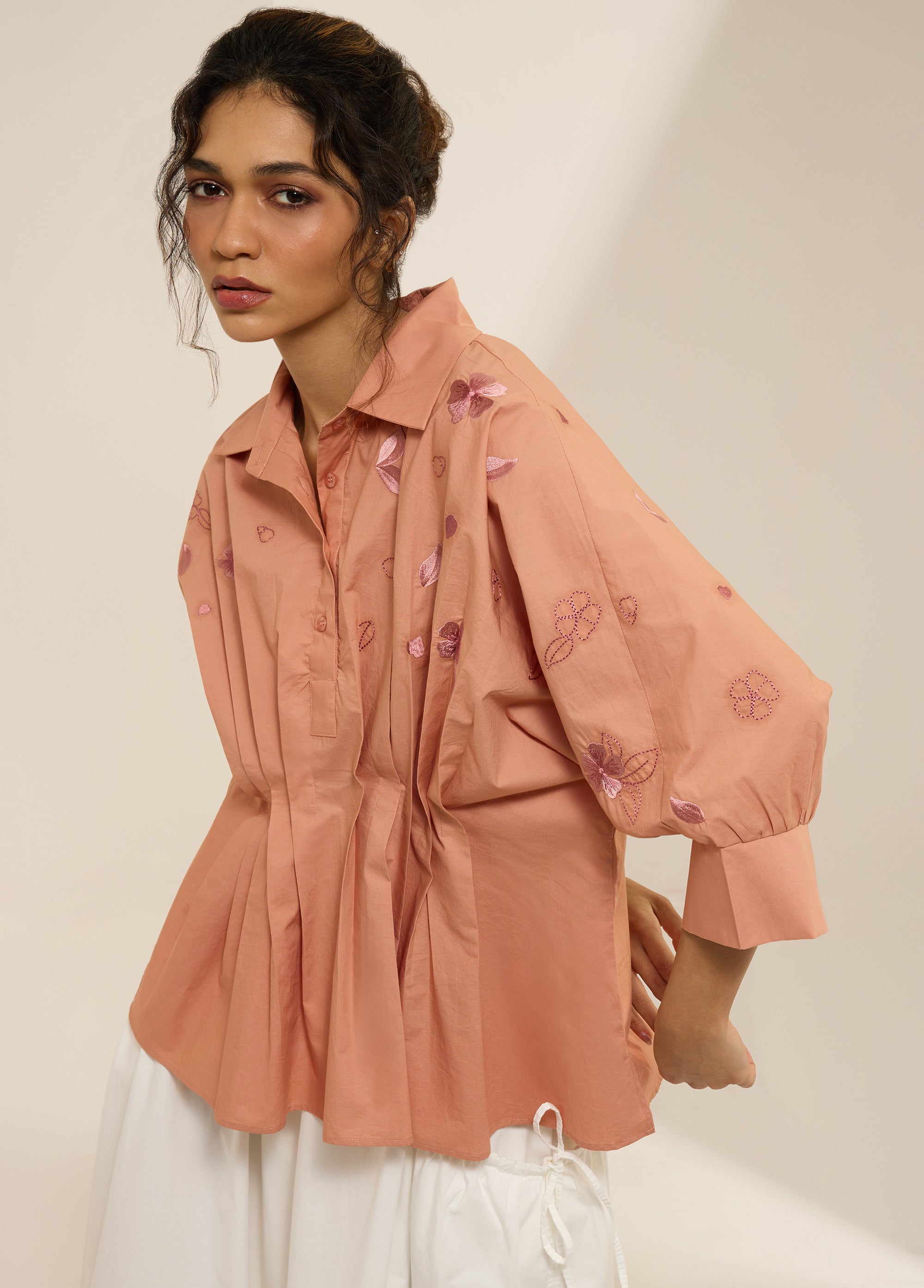 leinwande Recycle Organdy Pleats Top LEINWÄNDE Recycle Organdy