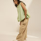 FLARE PANTS WITH SIDE PANEL & BELT TIE