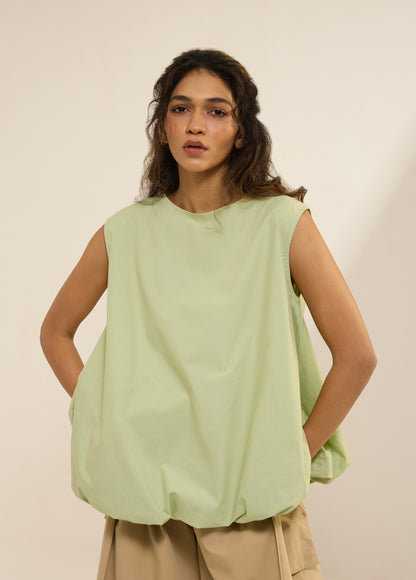 SLEEVELESS TOP WITH BALLOON HEM