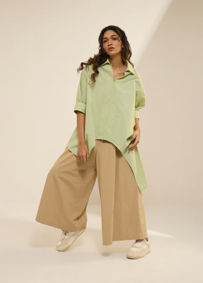 PANTS WITH OVERLAP FLARE & POCKET