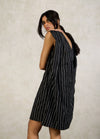DRESS WITH PLEATED BACK LAYER DETAIL