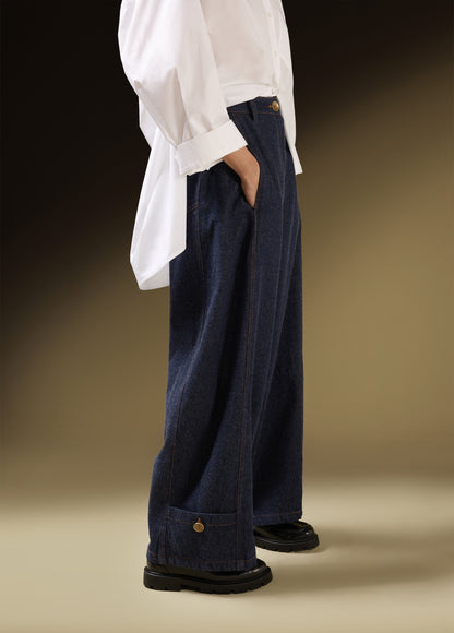 MID-RISE FITTED PANTS WITH HEM POCKET