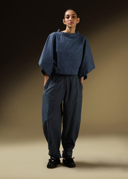 PANTS WITH BACK OVERLAP AND TIE DETAIL