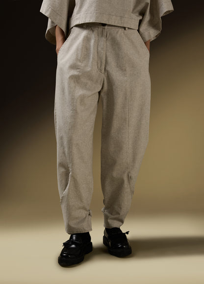 PANTS WITH BACK OVERLAP AND TIE DETAIL