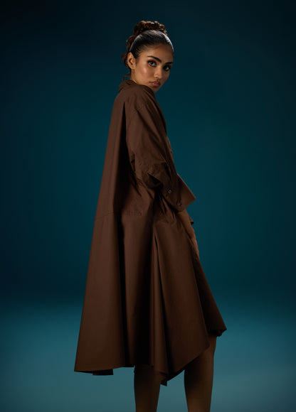 SHIRT DRESS WITH ASYMMETRICAL PANELS