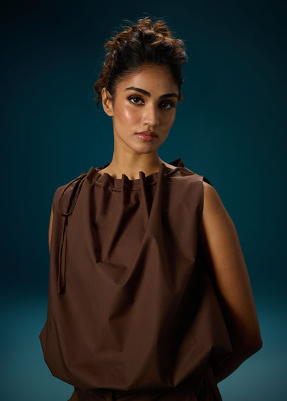 TOP WITH ELASTIC HEM & NECK TIE