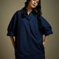 ANTI-FIT SHIRT WITH BACK OPEN AND PLEAT DETAIL