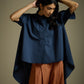 HIGH-LO TOP WITH FLARE AND PLEATED SLEEVE