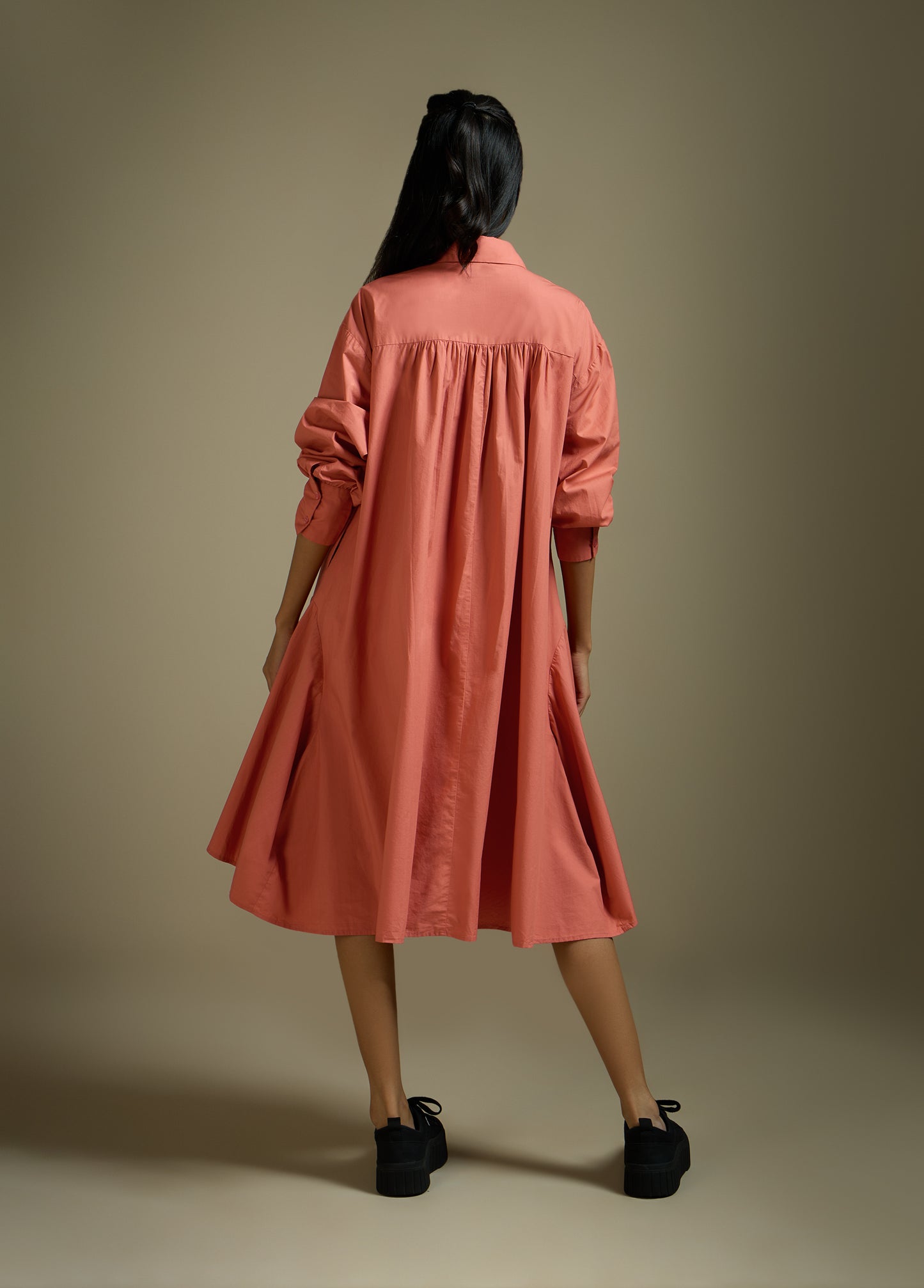 SHIRT-DRESS WITH LAYERED PANELS