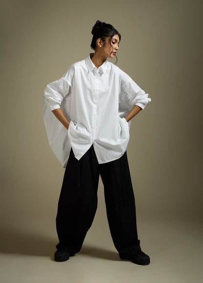 OVERSIZED SHIRT WITH FRONT PLEATS