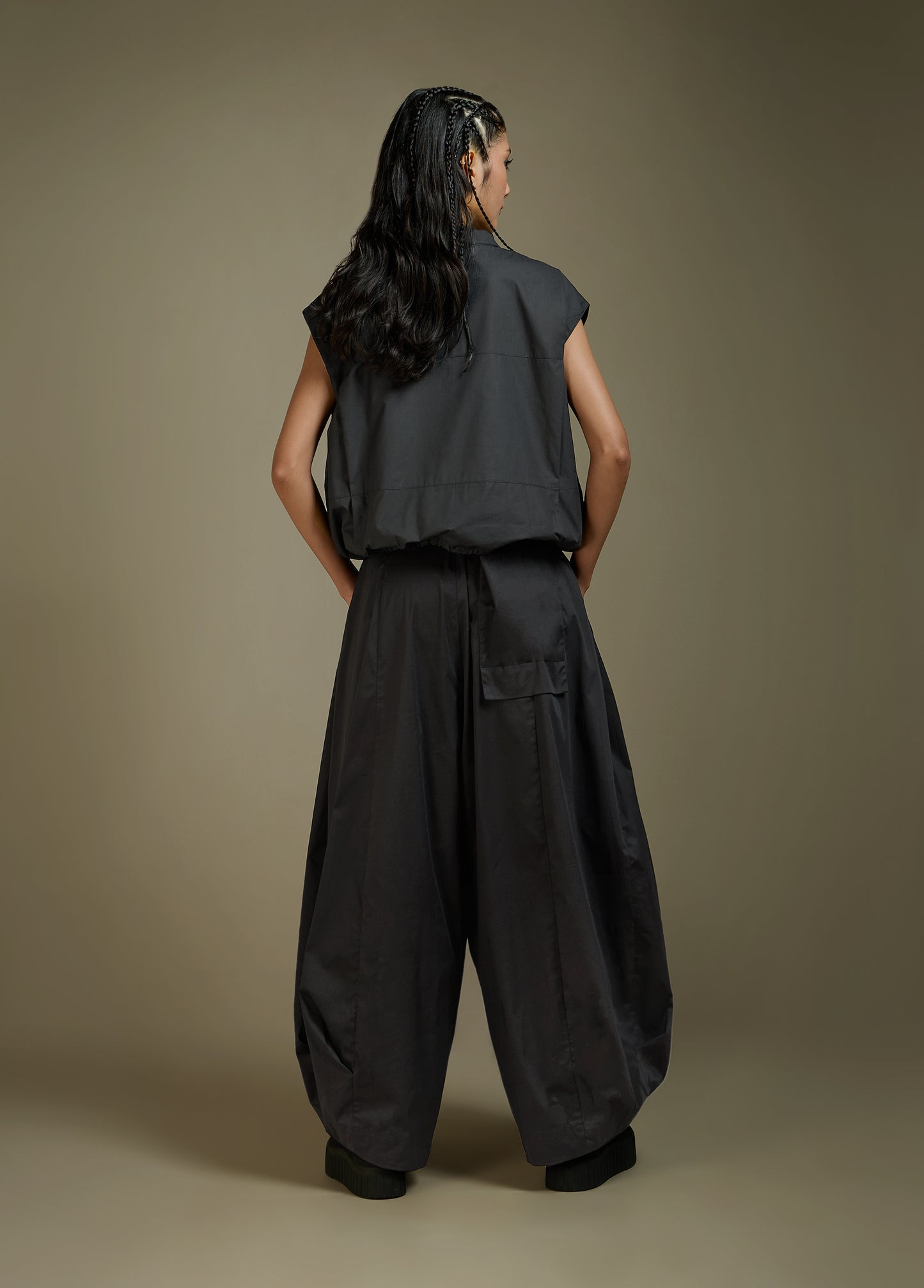 PANTS WITH COWL DRAPE