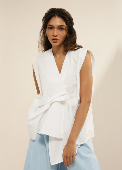 SLEEVELESS TOP WITH FRONT PLEAT DRAPE