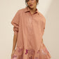 SHIRT-DRESS  EMBROIDERED FLARE HEM