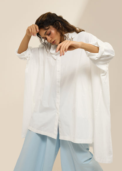 OVERSIZED SHIRT WITH GATHERS ON BACK YOKE