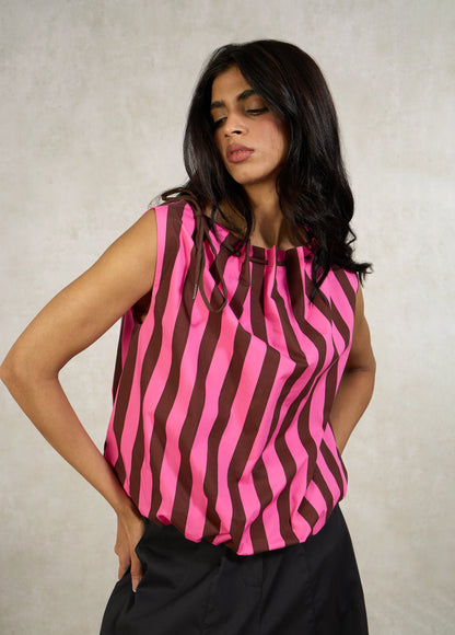 TOP WITH ELASTIC HEM & NECK TIE