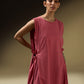 SLEEVELESS DRESS WITH SHOULDER PANEL AND ROUCHE POCKET DETAIL