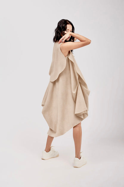 DRESS WITH SIDE AND BACK DRAPE