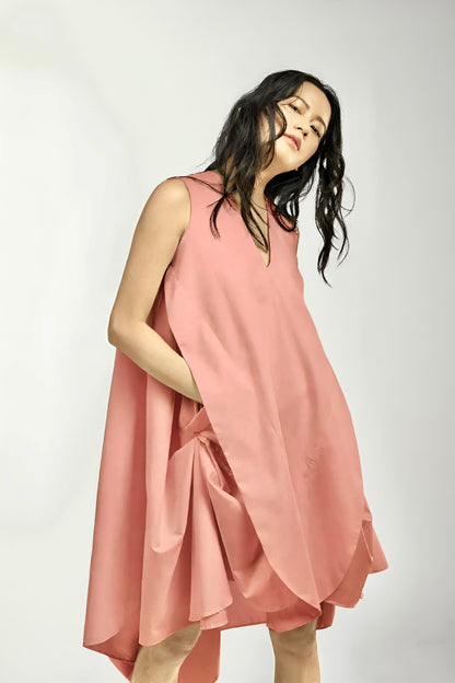 DRESS WITH SIDE AND BACK DRAPE