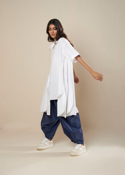 FLARE SHIRT WITH ASYMMETRICAL HEM PANELS