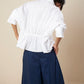 TOP V NECK WITH FRONT PLEAT PANEL AND ELASTIC BACK