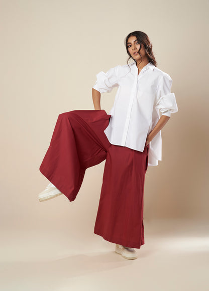 SHIRT WITH FLARE BACK AND CONSTRUCTED SLEEVE