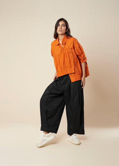 ASYMMETRICAL SHIRT WITH  ELASTIC HEM