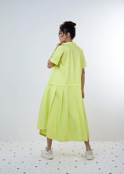FLARED LONG SHIRT WITH SIDE PLEAT PANELS