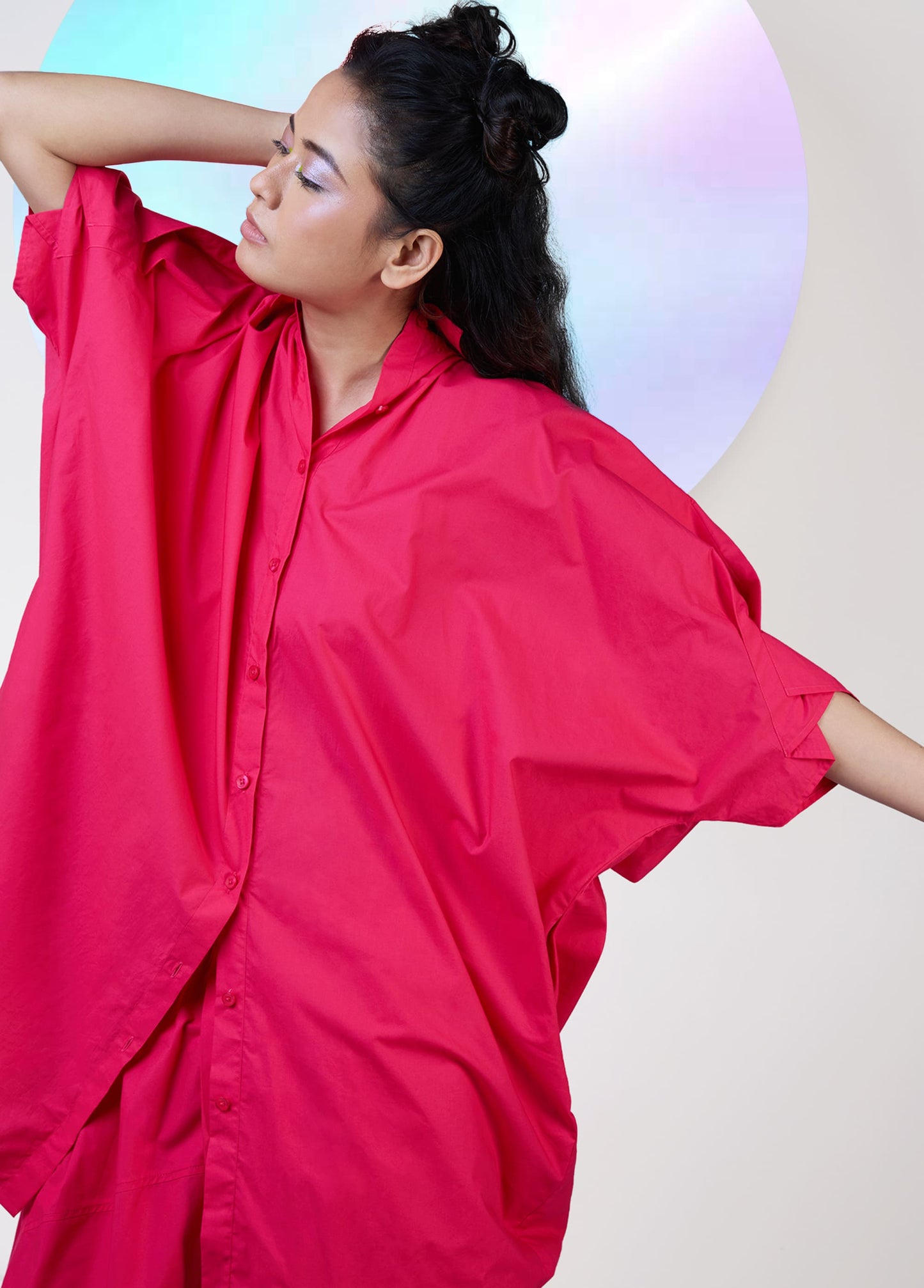 OVERSIZED SHIRT WITH BACK ROUCHE DETAIL