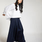 LOW CROTCH FLARE PANTS WITH PLEATS