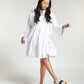 SHIRT DRESS WITH SMOCKING PANELS