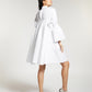 SHIRT DRESS WITH SMOCKING PANELS