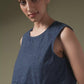 SLEEVELESS TOP WITH FRONT YOKE AND ROUCHE PANELS