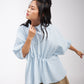 TOP WITH PLEATED FRONT AND PLACKET